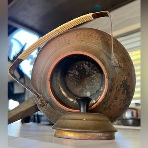 Vintage Hammered Copper Tea Pot W/ wrapped handle